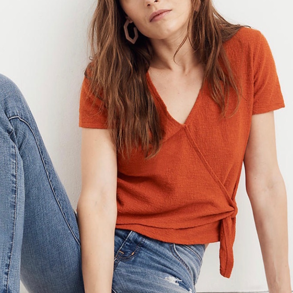 Madewell Texture & Thread Wrap-Tie Top Sz S